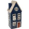 Home of Christmas | Casa Luminosa | Portacandele in Ceramica Blu Scuro/Grigio, 24 x 11 x 9 cm