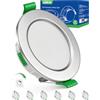 HOMEOW Faretti LED da Incasso per Cartongesso Dimmerabili 4W Nichel | Foro 55-68mm, IP44 Faretti Led Soffitto, Regolabile Calda 2700K Neutro 4000K Freddo 6000K, Set di 6