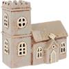 Home of Christmas Casa delle luci | Casa per candeline | Casa delle luci | Portacandeline | Portacandele | Ceramica (Chiesa Beige 16x16x9 cm)