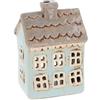 Home of Christmas casa luminosa portacandele ceramica (blu chiaro/grigio, 13 x 9,5 x 7,5 cm)
