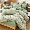 YHXBD Set copripiumino da 3/4 pezzi, semplice, 100% cotone, motivo scozzese a righe, ultra morbido, per letto singolo, matrimoniale, per adulti, adolescenti, ragazzi, ragazze, A-06,150 x 200 cm