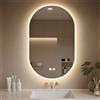 PINNIP Specchio Bagno con Luce, LED Specchio Ovale da Parete, Smart Mirror, Antifog, Dimmerabile 3 Colori, Vetro Temperato HD, Orizzontale/Verticale (Ovale, 90 x 60 cm)