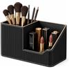 GORESE Organizer per Pennelli da Trucco,Porta Pennelli Make Up Nero | Organizzatore Trucchi in Pelle PU Portatrucchi 2 Scomparti Porta Profumi Organizzatore Scrivania per Comò,Camera da Letto