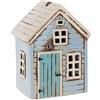 Home of Christmas Casa delle luci | Casetta porta candela | Casa luminosa | Candeliere | Portacandele | Ceramica (azzurro/beige, 15 x 11,5 x 8,7 cm)