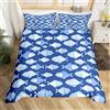 Homemissing Set di biancheria da letto per bambini e ragazze con motivo di pesci, motivo marino, per bambini e ragazze e ragazzi subacquei, con simpatiche creature marine, blu, 3 pezzi, per letto matrimoniale,