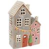 Home of Christmas Casa della luce | Casa per candeline | Casa delle luci | Portacandeline | Portacandele | Ceramica (Grigio/Rosa 23x15x8 cm)