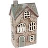 Home of Christmas Lichthaus | Tealight Cottage | Candeliere | Portacandele | Ceramica (Grigio/Verde 24 x 13 x 9 cm)