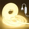 HEGEHE Striscia LED COB Neon autoadesiva, 220 V, dimmerabile, 240 LED/m, IP65, impermeabile, diffusione, flessibile, tagliabile ogni 10 cm, collegamento diretto (bianco naturale, 3 m)