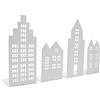 UNUS Casette Decorative in Metallo, Set di 4 Supporti per Libri | Casetta Luminosa, Fila di Case, Silhouette di Casa, Portacandela, Portacandele, Decorazione per Finestre