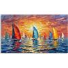 LuxHomeDecor Quadro Barche a Vela Colorate al Tramonto sul Mare - stampa su tela con telaio in legno - 120x60 cm