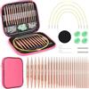 Coopay Set di ferri circolari intercambiabili, da 3,0 a 10,0 mm (40 cm/60 cm/80 cm/100 cm), ferri da maglia circolari con custodia, ferri circolari intercambiabili, colore oro rosa
