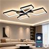 OTREN Plafoniera a LED per soggiorno, con telecomando e app, 90 cm, 72 W | Lampada da soffitto geometrica dimmerabile con telecomando, 3000 K-6500 K, moderna lampada per soggiorno