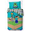 BrandMac Set di biancheria da letto Minecraft 100% cotone | Copripiumino 140 x 200 cm + Federa 50 x 70 cm | Biancheria da letto per bambini morbida e traspirante | Divertente decorazione per la camera da letto