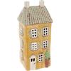 Home of Christmas Casa delle luci | Casetta porta candeline | Casa delle candele | Candeliere | Portacandele | Ceramica (Giallo/Grigio 28 x 12 x 9 cm)