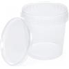 BenBow Secchio con coperchio, trasparente, 100 x 1 l, per alimenti, stabile, ermetico, a prova di perdite, inodore, contenitore in plastica, vuoto