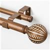 KAMANINA Bastone per tenda doppio in legno, 91-182 cm, allungabile | Bastone per tenda doppio, regolabile, in metallo, montaggio a parete, Ø 25 mm, resistente, carico 15 kg