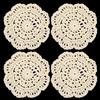 WLLHYF Set di centrini bianchi vintage all'uncinetto, rotondi, in cotone, fatti a mano, in cotone, fatti a mano, per tavoli per alimenti, bordo ondulato, per matrimoni e compleanni, confezione da 4