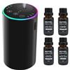 KONCHILE Diffusore di oli essenziali senza acqua con 4 oli da hotel da 20 ml, | Luce a 7 colori in lega di alluminio, alimentata a batteria, portatile, adatta per auto, case, uffici e stanze.