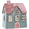 Home of Christmas Casa delle luci | Porta lumini | Candeliere | Portacandele | Ceramica (azzurro/rosa 15,5 x 13 x 10 cm)