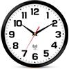 Ziprote Orologio da Parete Radiocontrollato 25CM Orologio da Parete Moderno Silenzioso Orologio Rotondo Decorativo per Camera da Letto Cucina Scuola Ufficio Soggiorno (Nero)