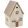 Home of Christmas | Casa delle luci | Portacandele in ceramica | Beige/Marrone 15 x 10 x 9 cm