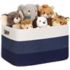 MYHOMMATTO Grande Contenitore 60L in corda di cotone, cesto per giocattoli, coperte, vestiti, cesto per biancheria intrecciato con maniglie, per arredo camera bambini o soggiorno, sfumatura blu