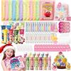MIZEEYE 121 articoli per feste per pigiama party per ragazze, kit per pigiama party delicato per tutti i tipi di pelle, include maschera per viso, labbra e occhi, bombe per pediluvio, crema per le mani