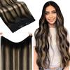 Fshine Extension Filo Invisibile Capelli Veri 35CM 70g Lisci Extension Capelli Nero Naturale Misto A Biondo Caramello Umani Brasiliani Human Hair #1B/27/1B