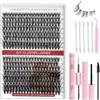 SIUHEN Kit Extension Ciglia Finte Ciuffetti a Grappolo Naturali con Colla Fai da Te Lash Ciuffi Ciglie Lashes Professionali Set Eyelash Fake One to One Cluster 30D+40D con Bond and Seal 9-16mm Individual