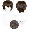 OSIAS Dazai Osamu Parrucca Riccia Naturale Castano Scuro Voluminosa in Capelli Sintetici Resistenti al Calore