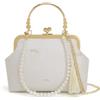 CRFASIBE Pochette da Sera Floreale per Donna, con Catena di Perle e Nappine | Elegante Borsa a Mano Ricamata, con Tracolla Rimovibile da 110 cm, Vintage Clutch per Matrimoni, Feste, Cocktail, Formali