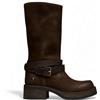 Windsor Smith Stivali da donna Gotcha Brownie in pelle scamosciata, altezza al polpaccio, tacco western