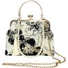 CRFASIBE Pochette da Sera Floreale per Donna, con Catena di Perle e Nappine | Elegante Borsa a Mano Ricamata, con Tracolla Rimovibile da 110 cm, Vintage Clutch per Matrimoni, Feste, Cocktail, Formali