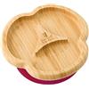 bamboo bamboo Baby E Piatto Bambini, Bambù Con Divisori Suzione Sicura Per Pasti E Svezzamento Con Base Antiscivolo Per Neonati Da 6 Mesi (Divisorio, Ciliegia)