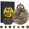 Keller & Weber Mini Set di Dadi DND, con Lupo Conchiglia per Orologio da Tasca Steampunk, 7 Dadi in Metallo Poliedrico per D&D, Regali DND con Confezione Regalo, Accessori per Giochi da Tavolo di Ruolo, Bronzo