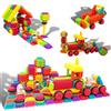 PicassoTiles Wnaldc PTB151 151pcs Bristle Lock Block STEM Building Tiles Truck Theme Set Learning Playset STEM Toy Set Educational Kit Child Brain Development Preschool Kindergarten Toy w/Animal Figures