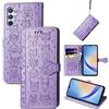 JIUNINE Cover per Samsung Galaxy A34 5G, Custodia Libro in Pelle Portafoglio Flip Case Antiurto con Modello di Cane e Gatto [Porta Carte] [Magnetica] [Interno TPU] per Samsung A34 5G, Viola