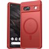 EASDNB Custodia magnetica per Google Pixel 7A per Magsafe, per Pixel 7A Case, protezione per fotocamera, antiurto, antigraffio, trasparente, per Google 7A, rosso