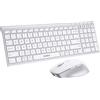 seenda COE401 Bluetooth Tastiera e Mouse Combo Multi-dispositivo, Bianco | QWERTY - Set tastiera e mouse wireless ricaricabile, compatto, con tastierino numerico, per Windows, macOS, laptop, MacBook