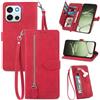 MOJIA Custodia Portafoglio per OnePlus Nord 6, Pelle PU Flip Cover per Telefono con Guscio Interno in TPU, Multifunzione Porta Carte con Cinturino Polso. Rosso