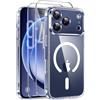 Qasyfanc Magnetica Cover per iPhone 17 Pro Max, Trasparente | Compatibile con MagSafe,con 2 Pezzi Vetro Temperato Pellicola, Cover Clear Slim Fit Antiurto Militare Antigiallo