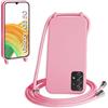 WenBaby Cover Compatible con Samsung Galaxy A33 5G,Cellulare Girocollo Custodia con Cordino TPU Corda Silicone Case Bumper per Samsung Galaxy A33 5G Custodia, Rosa