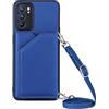 Paekear Custodia con Collana per OPPO Reno 6 5G con Cordino e Porta Carte, Cover Portafogli di Pelle PU [Antiurto] [AntiGraffio] [Antiscivolo] con Cordino Case con Laccio Tracolla, Blu