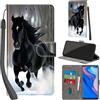 PHINIENLAND Cover per Huawei Psmart z / Y9prime custodia portafoglio Cavallo nero | 3 scomparti carte, 1 tasca banconote, Chiusura magnetica, Supporto, Pelle PU flip cover per Huawei 9X / 9X pro