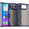 ESHUYI Cover Opaca per iPhone Duo | Custodia Cellulare Antiurto Sottile Posteriore Glassata Traslucida, Bordo in TPU Morbido, Anti-Impronte, Blu