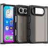 ESHUYI Cover Opaca per iPhone Duo | Custodia Cellulare Antiurto Sottile Posteriore Glassata Traslucida, Bordo in TPU Morbido, Anti-Impronte, Nero