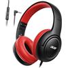 Acer Cuffie per Bambini, Jack da 3,5 mm, Limite di Volume 85/94 dB | Pieghevoli e Regolabili, Suono Stereo Over-ear, Cuffie Bambini per iPad, Kindle, PC, Tablet, Scuola（Nero e Rosso）