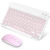 SOPPY Tastiera e mouse Bluetooth portatile, mini tastiera ricaricabile, tastiera wireless per iPad 9.7/iPad 10.2/iPad Air/Pro/Samsung Tab/Lenovo Tab/iOS/Android/Windows, layout UK (rosa)