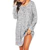 MIA LUCCE Camicia da notte da donna a maniche lunghe, con stampa a cartoni animati, morbida biancheria da notte per abito da salotto