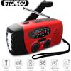 STONEGO Radio portatile multifunzionale Manovella a energia solare FM AM WB NOAA Radio meteorologica Torcia LED di emergenza Torcia elettrica Accumulatori e caricabatterie di riserva
